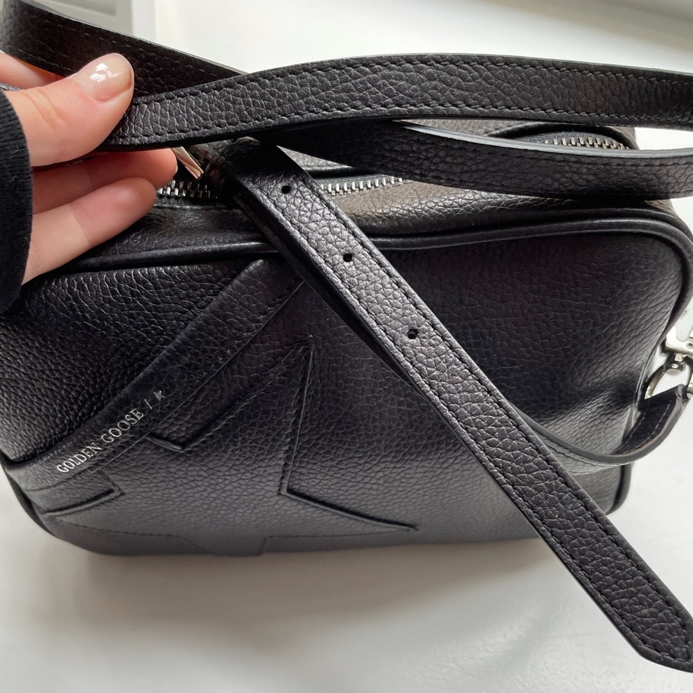 Black leather golden goose bag